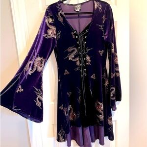 NWOT Shrine Purple Velvet Dragon Dress y2k